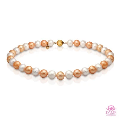 Ожерелье "микс" из круглого речного жемчуга класса ААА. Жемчужины 10,5-11,5 мм