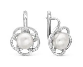 Серьги из серебра c белыми речными жемчужинами 8 мм