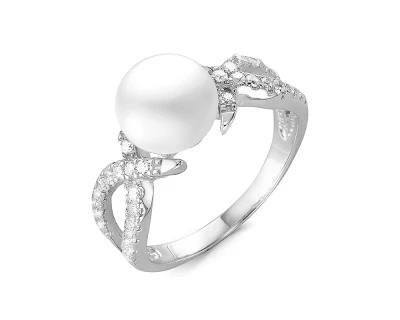 Кольцо из серебра с белой речной жемчужиной 9 мм