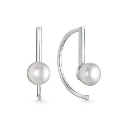 Серьги из серебра c белыми речными жемчужинами 7-7,5 мм