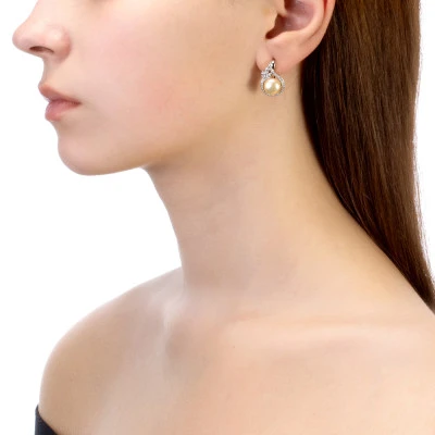 Серьги из серебра с розовыми речными жемчужинами 8,5-9 мм