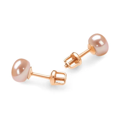 Пусеты из серебра 925 пробы с розовыми речными жемчужинами 7,5-8 мм