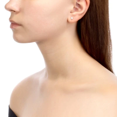 Пусеты из серебра 925 пробы с белыми речными жемчужинами 4,5-5 мм