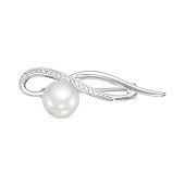 Брошь из серебра с белой речной жемчужиной 9-9,5 мм Брошь из серебра с белой речной жемчужиной 9-9,5 мм