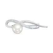 Брошь из серебра с белой речной жемчужиной 9-9,5 мм