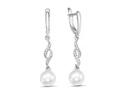 Серьги из белого золота с белыми морскими жемчужинами Акойя 8,5-9 мм