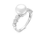 Кольцо из серебра с белой речной жемчужиной 9 мм