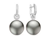 Серьги из белого золота с серебристыми морскими Таитянскими жемчужинами 12-12,5 мм