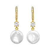 Серьги из серебра с белыми речными жемчужинами "Барокко" 13,5-14 мм