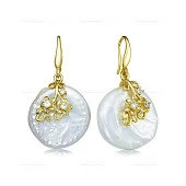 Серьги из серебра с белыми речными жемчужинами "Барокко" 13,5-14 мм