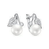 Серьги из серебра с белыми речными жемчужинами 7,5-8 мм