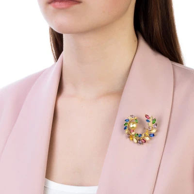 Брошь из сплава с золотистой Австралийской жемчужиной 10-10,5 мм