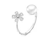 Кольцо "Диор" из серебра с белой речной жемчужиной 7,5-8 мм