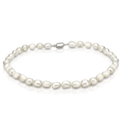 Ожерелье из белого барочного речного жемчуга класа АА+. Жемчужины 9-10 мм