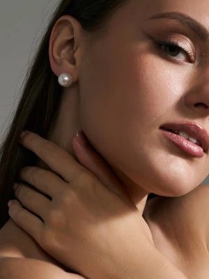 Пусеты из золота 585 пробы с белыми морскими Австралийскими жемчужинами 10-10,5 мм