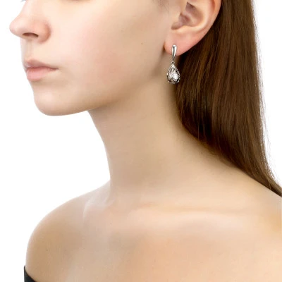 Серьги из серебра c белыми речными жемчужинами 8 мм