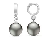 Серьги из белого золота с черными морскими Таитянскими жемчужинами 12-12,5 мм