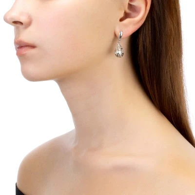 Серьги из серебра с белыми речными жемчужинами 8-8,5 мм