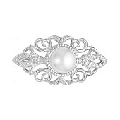 Брошь из серебра с белой речной жемчужиной 8,5-9 мм Брошь из серебра с белой речной жемчужиной 8,5-9 мм