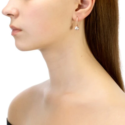 Серьги из серебра с розовыми речными жемчужинами 8,5-9 мм