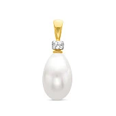 Кулон из серебра 925 пробы с белой рисообразной жемчужиной 9,5-10 мм