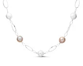 Цепочка из серебра 925 пробы "микс" с барочными речными жемчужинами 13-16 мм