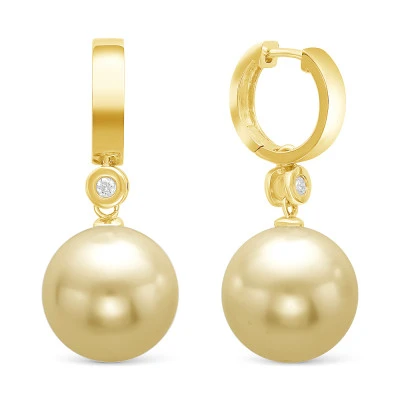 Серьги из серебра c золотистыми морскими Австралийскими жемчужинами 11,6-11,9 мм