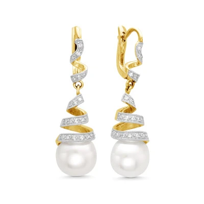 Серьги из серебра с белыми речными жемчужинами 10,5-11 мм