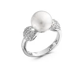 Кольцо из серебра с белой речной жемчужиной 9,5-10 мм