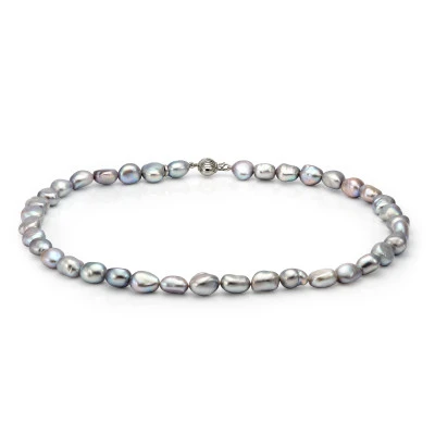 Ожерелье из серого барочного речного жемчуга класса ААА. Жемчужины 6-6,5 мм