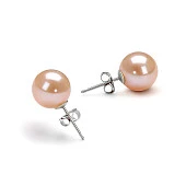 Пусеты из серебра 925 пробы с розовыми речными жемчужинами 8,5-9 мм