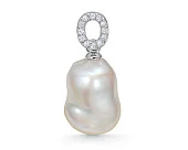 Кулон из серебра с белой барочной речной жемчужиной 10-11 мм