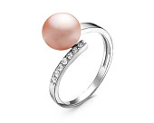 Кольцо из серебра с розовой речной жемчужиной 7,5-8 мм
