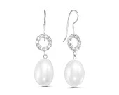 Серьги из серебра с белыми речными жемчужинами 10-11 мм