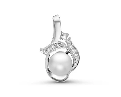 Кулон из серебра с белой речной жемчужиной 7-7,5 мм