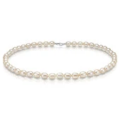 Ожерелье из белого рисообразного речного жемчуга класса ААА. Жемчужины 7-7,5 мм