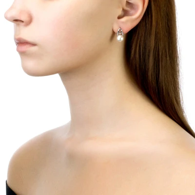 Серьги из серебра с розовыми речными жемчужинами 8,5-9 мм