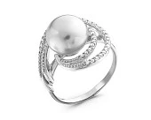 Кольцо из серебра с белой речной жемчужиной 9,5-10 мм