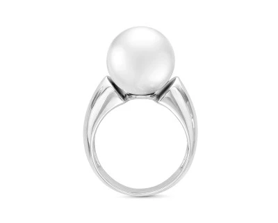 Кольцо из серебра с белой японской речной жемчужиной 12-13 мм