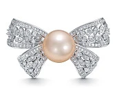 Брошь из сплава с розовой речной жемчужиной "Эдисон" 11-12 мм