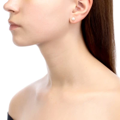 Пусеты из серебра 925 пробы с белыми речными жемчужинами 6,5-7 мм