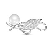 Брошь из серебра с белой речной жемчужиной 9,5-10 мм Брошь из серебра с белой речной жемчужиной 9,5-10 мм