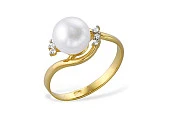 Кольцо из серебра с белой речной жемчужиной 7,5-8 мм