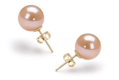 Пусеты из серебра 925 пробы с розовыми речными жемчужинами 10-10,5 мм