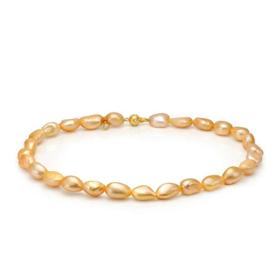 Ожерелье из золотого барочного речного жемчуга класса ААА. Жемчужины 10-11 мм