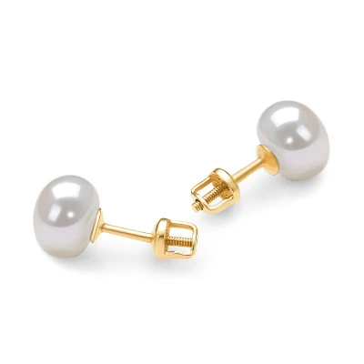 Пусеты из серебра 925 пробы с белыми речными жемчужинами 9,5-10 мм