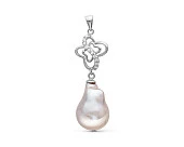 Кулон из серебра с серебристой барочной речной жемчужиной 13-16 мм