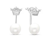 Пусеты "Диор" из серебра с белыми речными жемчужинами 8,5-9 мм