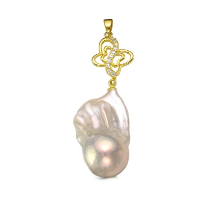 Кулон из серебра с белой барочной жемчужиной 20-25 мм