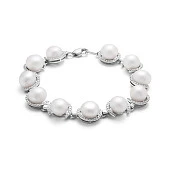 Браслет из серебра 925 пробы с белыми речными жемчужинами. Жемчужины 8-8,5 мм